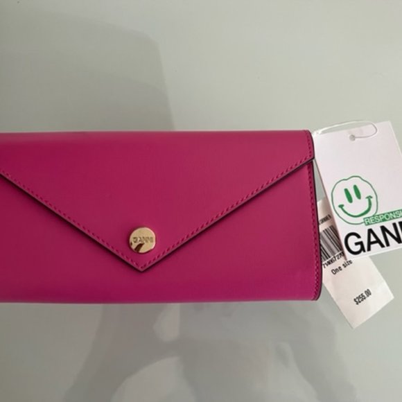 GANNI Banner Recycled Leather Wallet on Chain - Picture 6 of 13